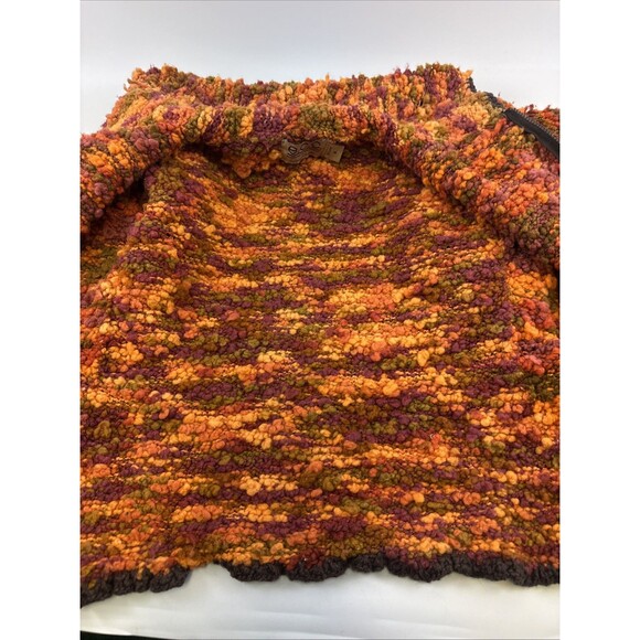 ECC Ecuadorian Clothing Company Wool Hood Full Zip Sweater Orange Textured Small - Picture 15 of 16